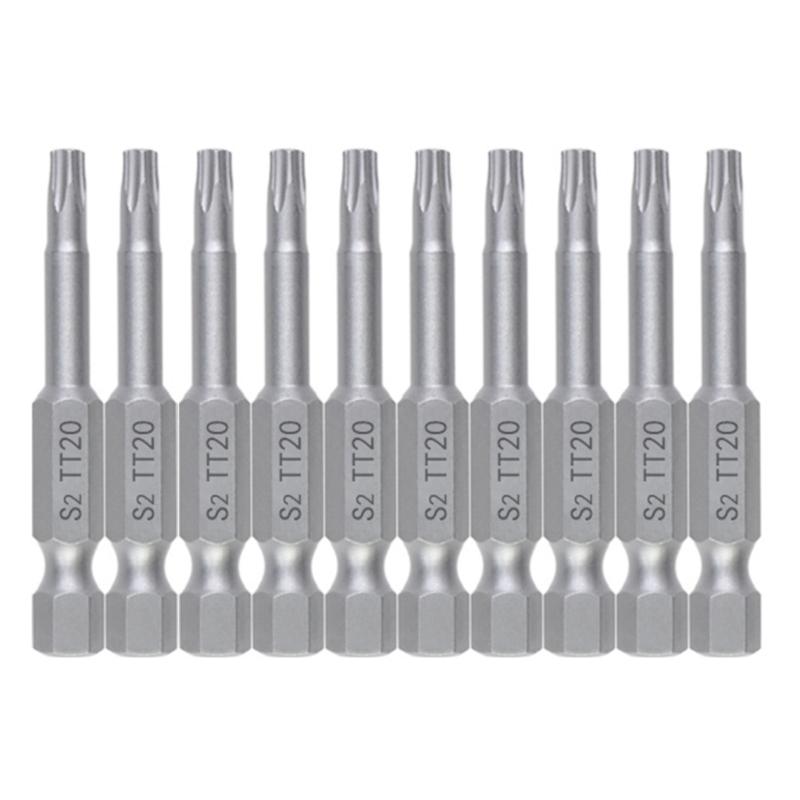 10Pcs 50mm Blossom Head Screwdriver Bit Set 1/4inch Hex Security Screwdriver Drill Magnetic Screwdriver Bit Tool
