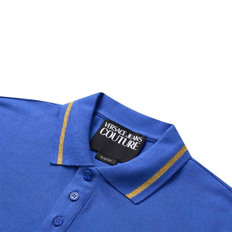 VERSACE JEANS COUTURE SS24 Polo Shirt Men's Royal Blue 76GAGT02-CJ01T-G20