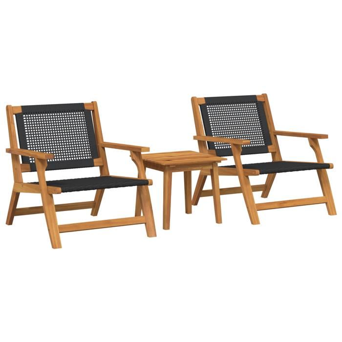 VidaXL Set de Chaises d'Extérieur avec Table - 3 Pièces en Bois d'Acacia Noir 3214433