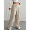 Corduroy-Textured Women's High-Waisted Wide-Leg Pants | Relaxed Fit, Side Pockets & All-Season Comfort, Machine Washable Beige Trousers