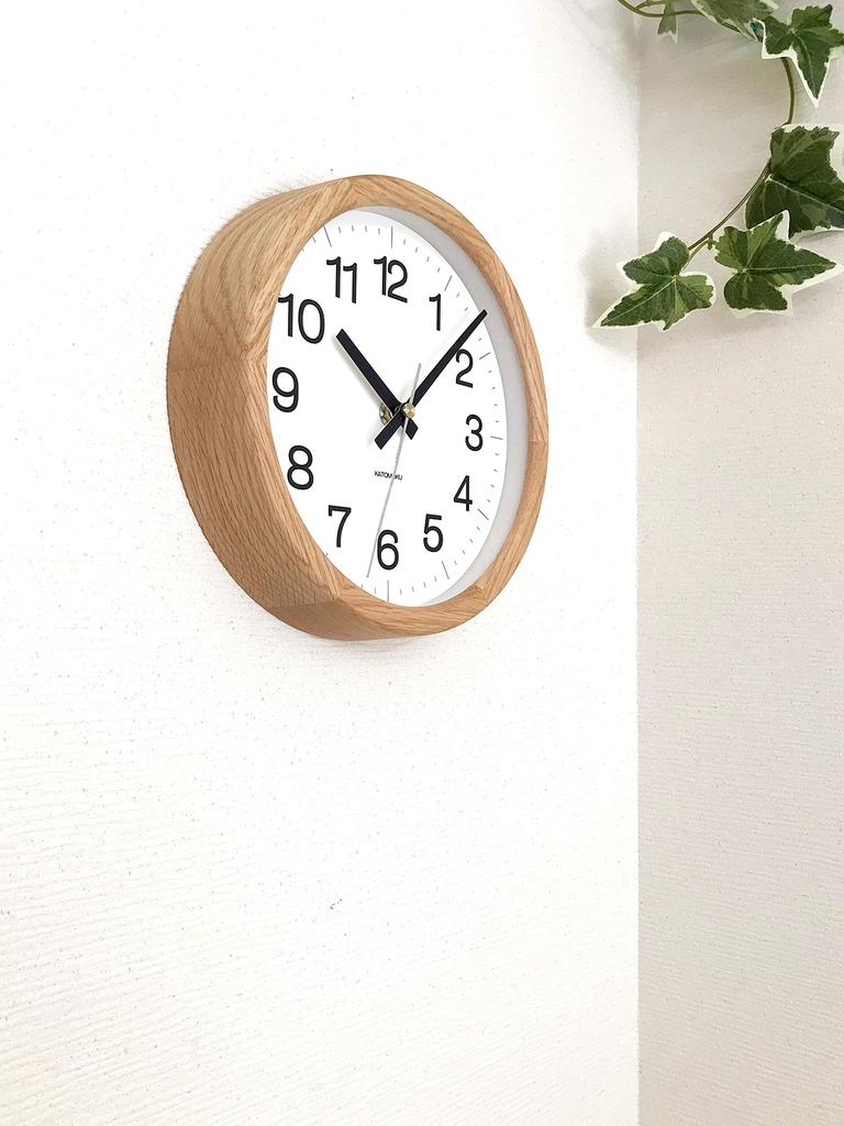 KATOMOKU Muku Clock 16 Oak Wall Clock Continuous Second Hand Radio km-108OA 220mm (SKP Clock)