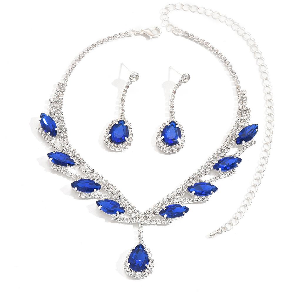 Crystal Necklace Earrings for Women Water Drop Pendant Wedding Bride Jewelry Accessories