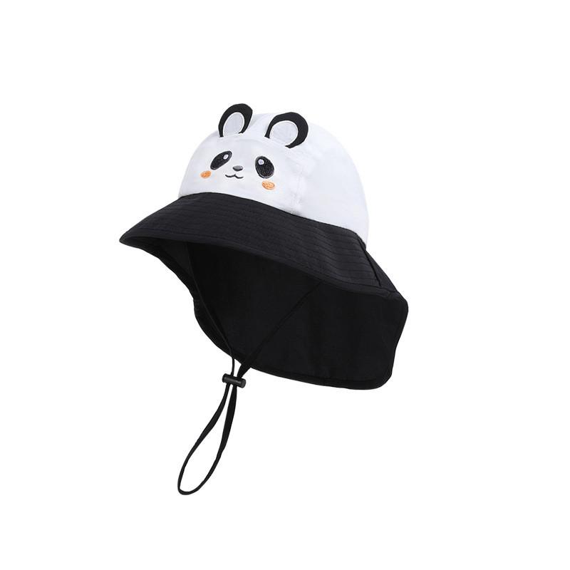 Kids Cute Cartoon Cap With Large Brim And Neck Guard For Sunny Days