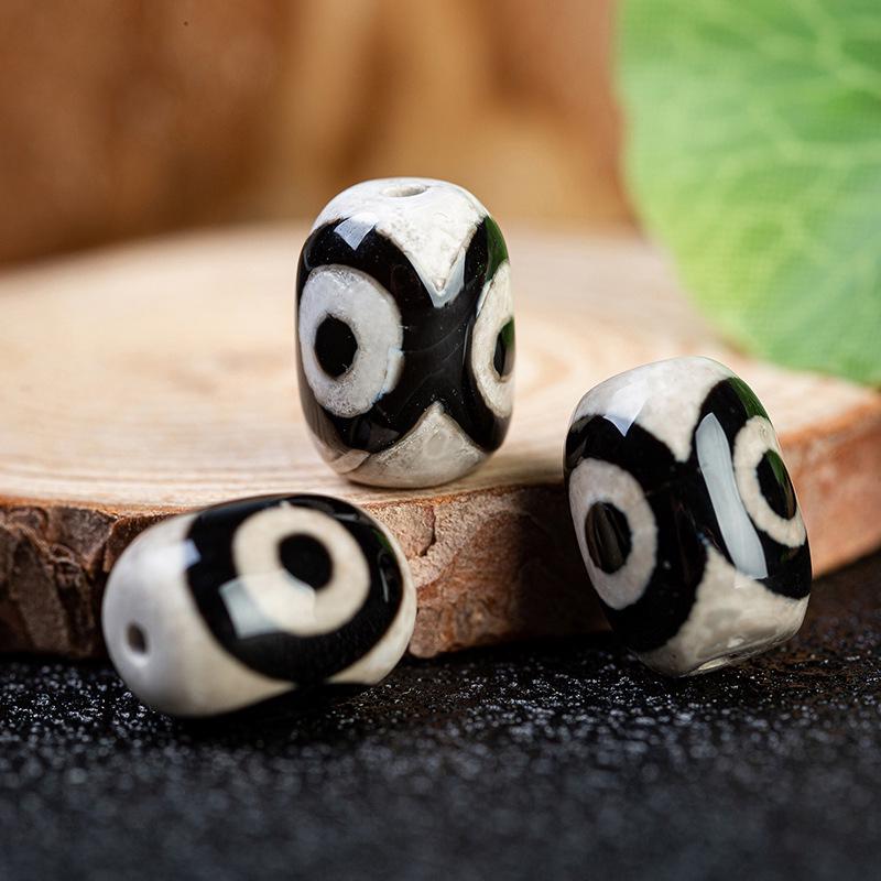 Tibetan Three-Eyed Dzi Agate Beads for DIY Jewelry