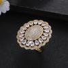 Lyxig Full Diamant Blomma Ring, Nischad Design, Kraftig Ring, Socialite Stil, Utsökt Ring