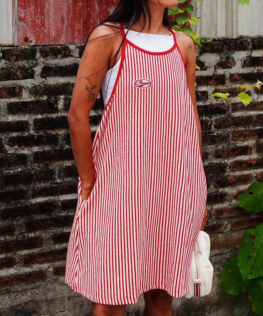 Minasu Menasoo Summer Stripe Terry Strap Onepiece_Red