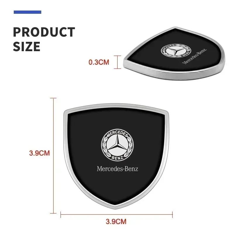 AZP2  1/2pcs 3D Metal Car Body Fender Emblem Shield Stickers Decor Auto Accessories for Mercedes Benz W211 W204 W210 W203 CLA GLA