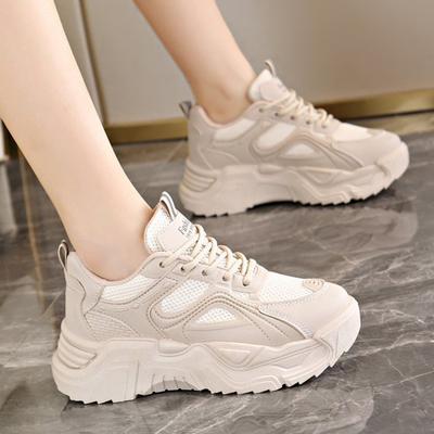 Outdoor Casual Shoes Thick Sole Versatile White Shoes Women's Increased Casual Flat Running Shoes Soft Sole Female Sports Shoes