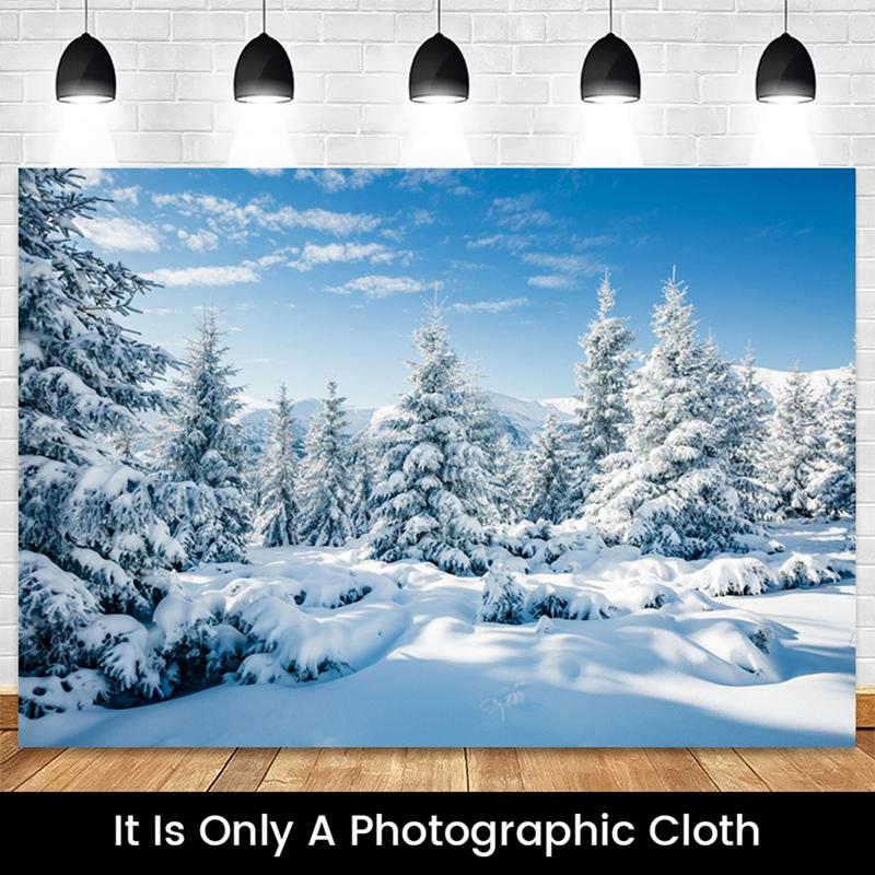 B03B-210X150cm Winter Snow Background Cloth Snowflake Christmas Tree Glitter White Forest Party Photography Backdrops