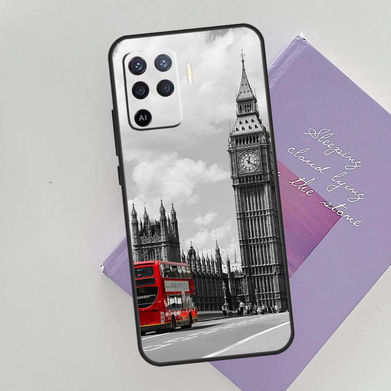 London Red Bus Big Ben Cover For Oppo A78 A98 A74 A54 A94 A15 A16 A17 A52 A72 A76 A96 A53 A57S A58 A5 A9 Phone Case