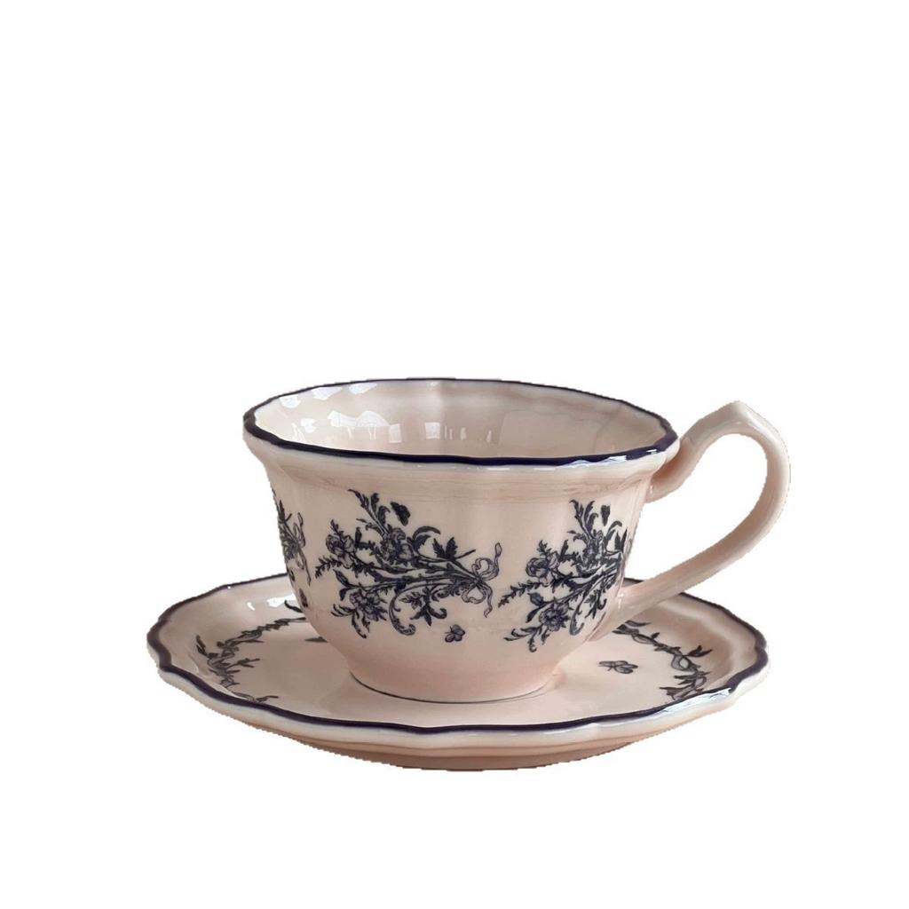 Kaffeetassen mit hohen optischen Ansprüchen High-End und exquisite Tassen Französischer Retro-Stil Keramiktassen- und Untertassensets Wassergläser Nische