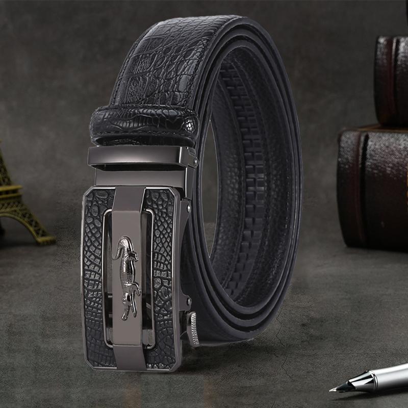 Herren Gürtel Mode Krokodil Muster Gürtel Legierung Automatische Schnalle Riemen Lässig Business Stil Jeans Gürtel