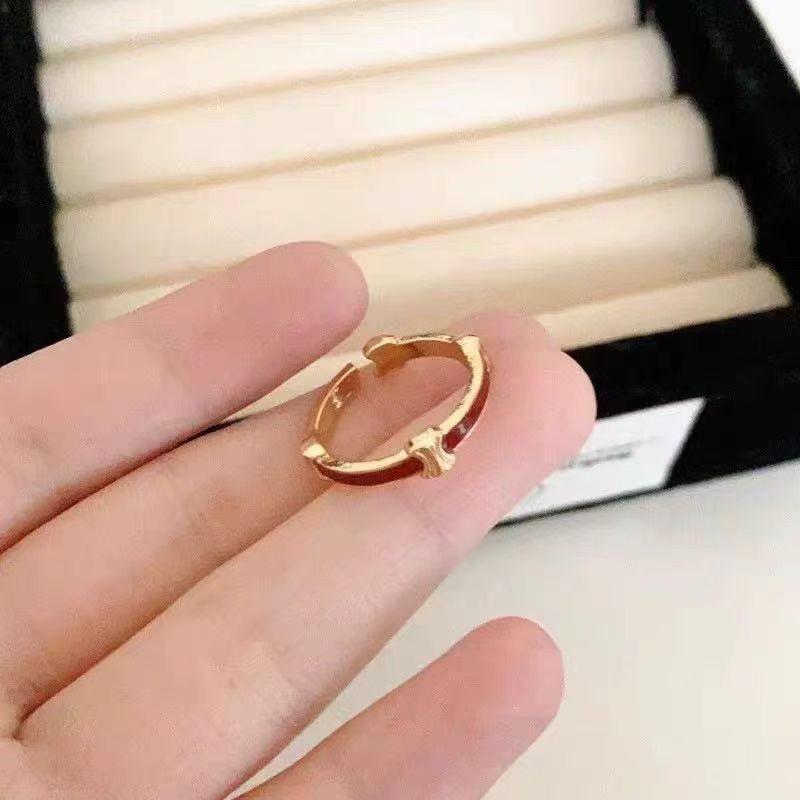 Ma Jin Caixin Retro Red Ring Collection Light Luxury Fashion Versatile Daily Stacking Open Ring