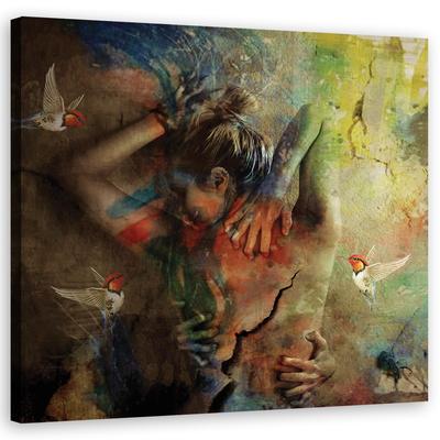 Canvas Print Nude Woman Watercolour