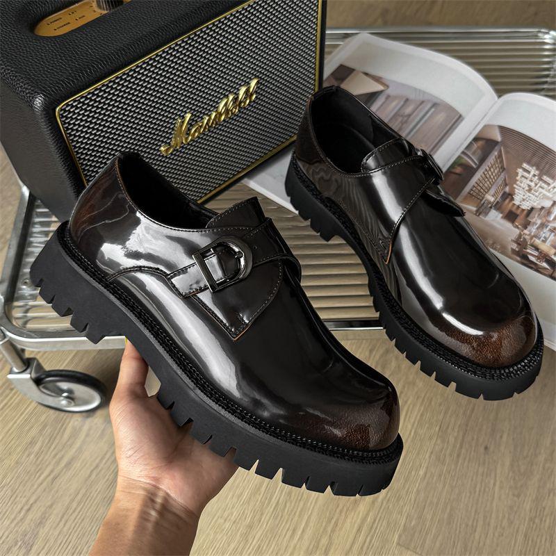 

2025 Men s Slip-On Height-Increasing Monk Loafers: British Casual Leather, Thick-Soled Formal Derby Shoes. EU 44 (Fits Sports Shoe EU 45)