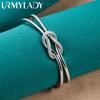 URMYLADY 925 Sterling Silver Knot Bangles Bracelets for Women Elegant Adjustable Fine Jewelry