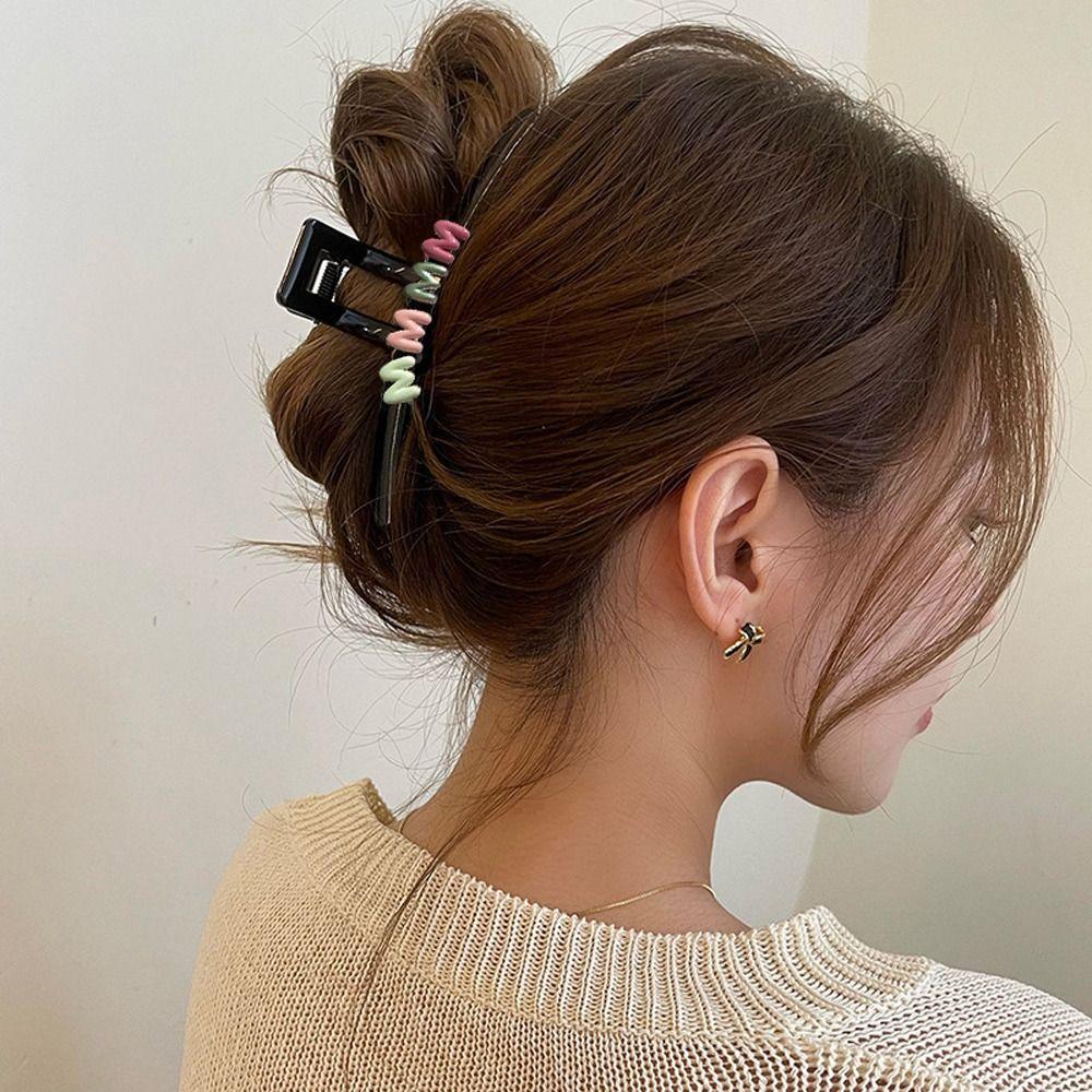 

Large Size Letter Shark Clip Transparent Transparent Hair Clip Sweet Plastic Hair Claw Daily