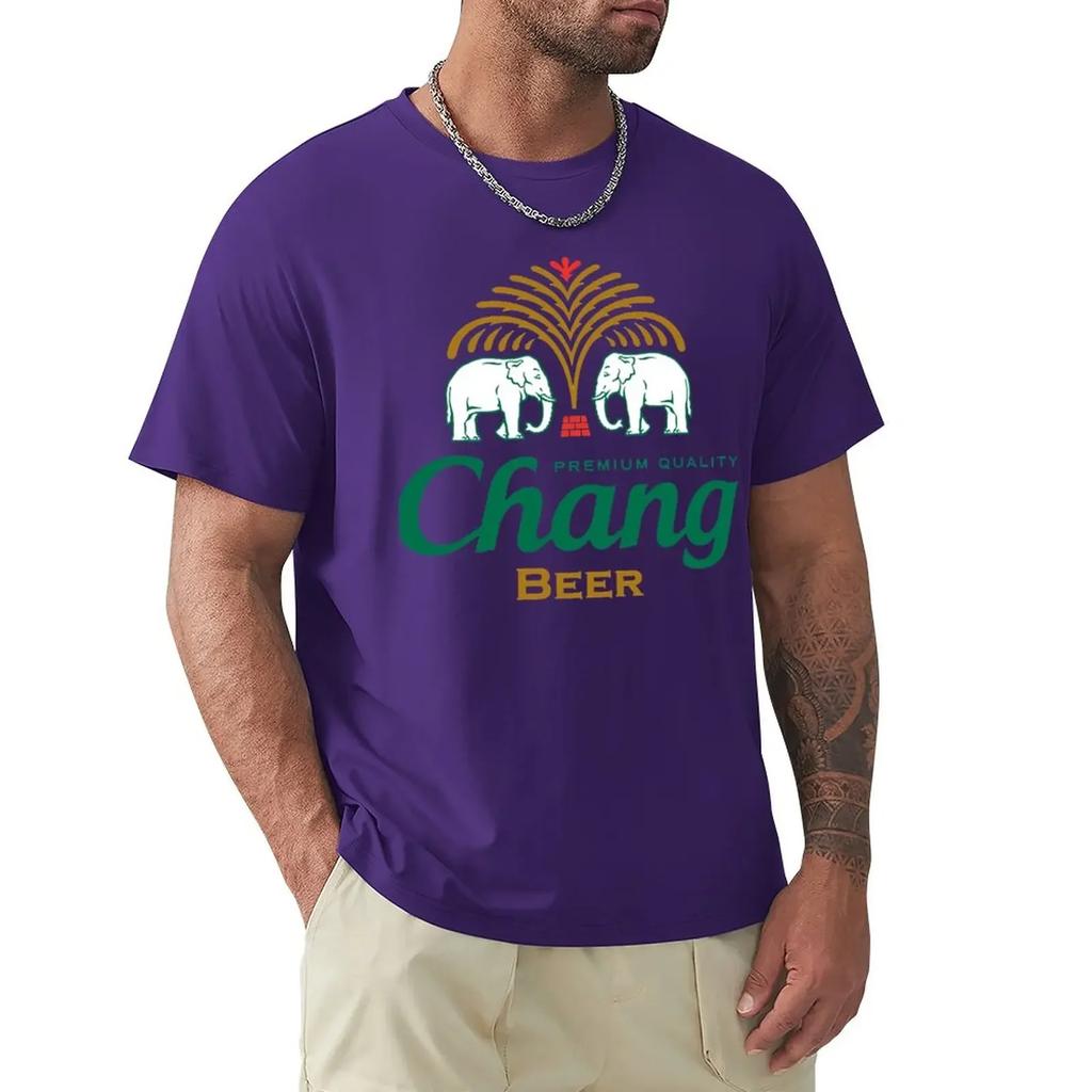 Thailand Chang Beer Bottle Label ?????? ???? T-Shirt Hippie Clothes Sweat T-shirts for Men Cotton