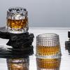 Whiskey Glasses Rotating Cups 2pcs Tumbler Men Drinking Cocktail Wine Rum Glass