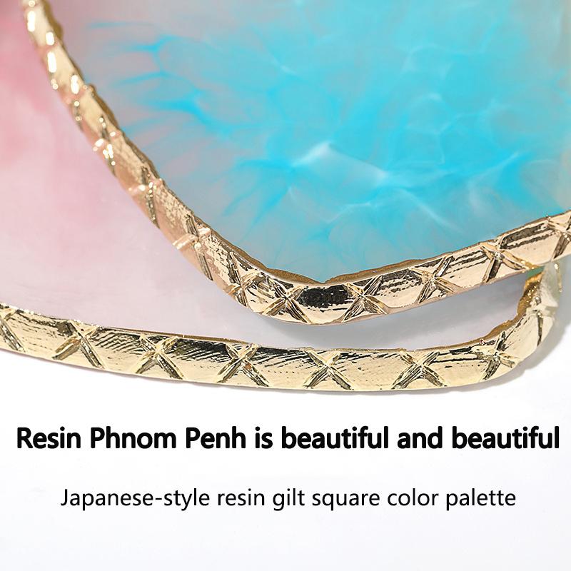 1pc Round/Square Painted Gel Polish Palette Natural Resin Onyx Display Board Holder Practice Nail Art DIY Tools