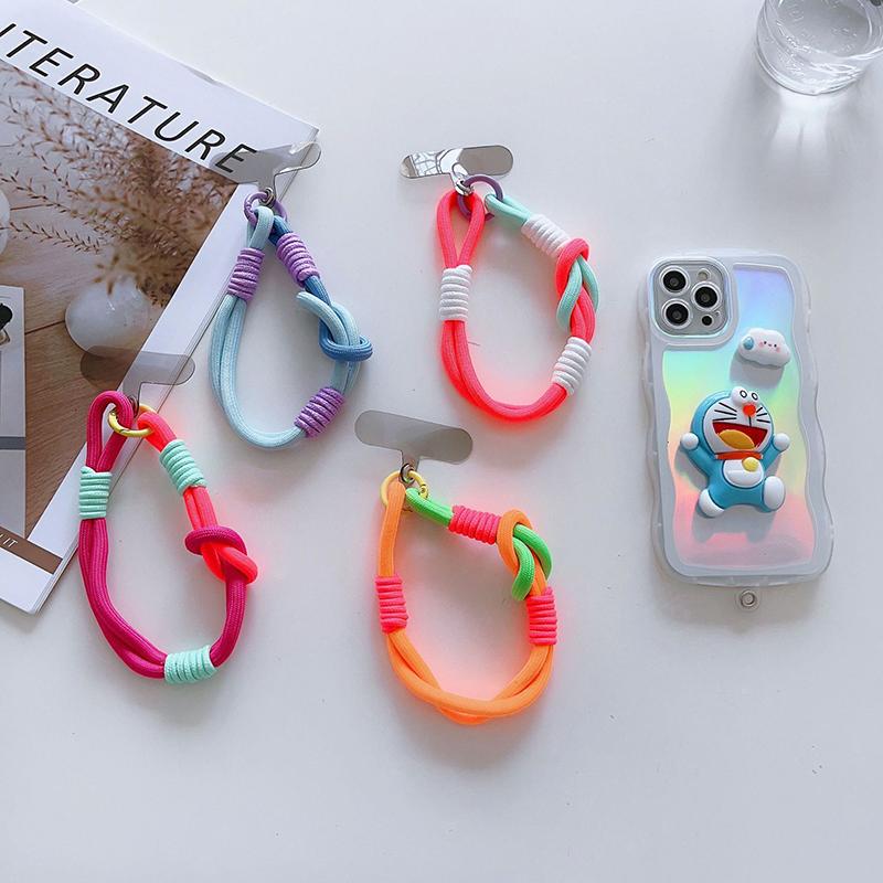 For Ip 15 14 Pro Max Samsung Flip 4 Coloful Rope Chain Korean Mobile Phone Cute Knot Portable Anti-Loss Hand Bracelet Chain