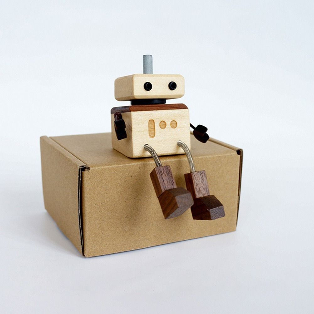 Cartoon Robot Diffuser Partable Shaking Feet Wooden Doll Wood Shake Car Ornament  Car Accessories