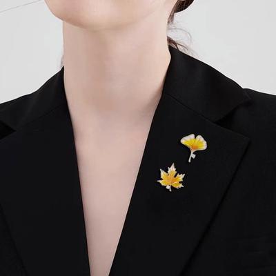 Elegant Maple Leaf Brooch - Anti-Exposure Pin for Women's Suit