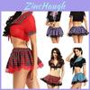 Stylish Women Sexy Costume Lingerie Student Uniform Set With Lace And Lattice Design