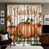 2 Stück HD Thanksgiving Orange Kürbis dekorativer Vorhang Orange digital bedruckter Vorhang Heimdekoration Stil Dekoration Wohnzimmer