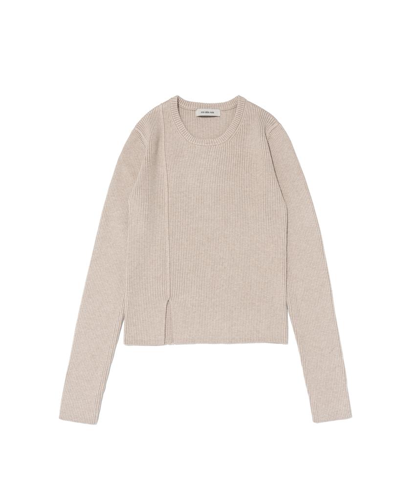 ROIDESROIS Scarf Set Round Neck Ribbed Knit (Oatmeal)