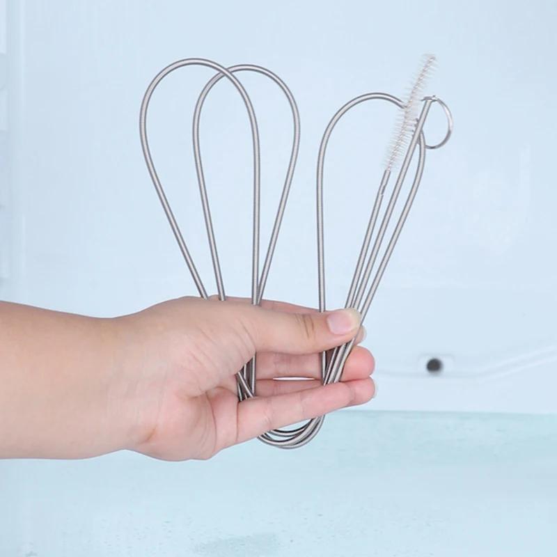Refrigerator Cleaner Spiral Cleaning Brush Stainless Steel Pipe Cleaning Bendable Tube Washing Home Supplies