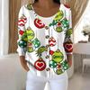 Women's Fashion Long Sleeve Christmas Snowman Snowflake Print Jacket Cardigan