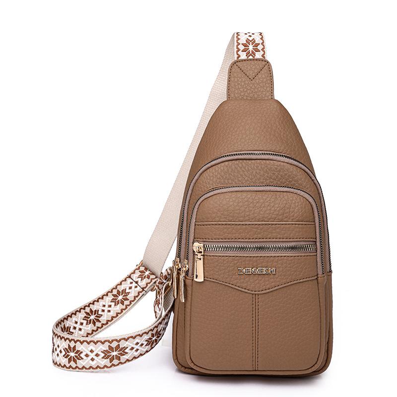 Měkká kožená náprsní taška Dámská crossbody taška Barevná taška přes rameno Sportovní taška přes rameno Dámská náprsní taška