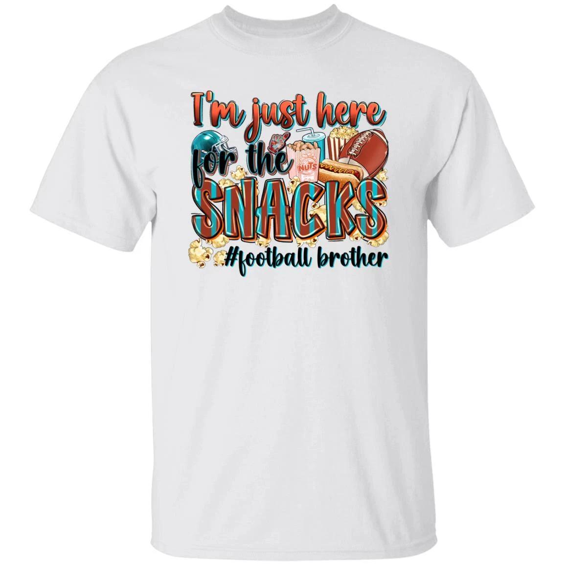 American football brother T-Shirt Football cheer I m just here for the snacks Un M