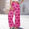 Women Summer Boho Palazzo Pants High Waist Wide Leg Halloween Printing Casual Trousers With Pockets