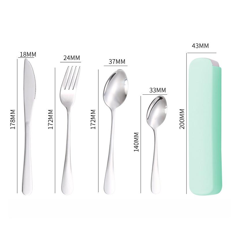 Portable Tableware Spoon Fork Four-piece Set Household Student Tableware Set Fit Outdoor Tableware Cutlery Set4