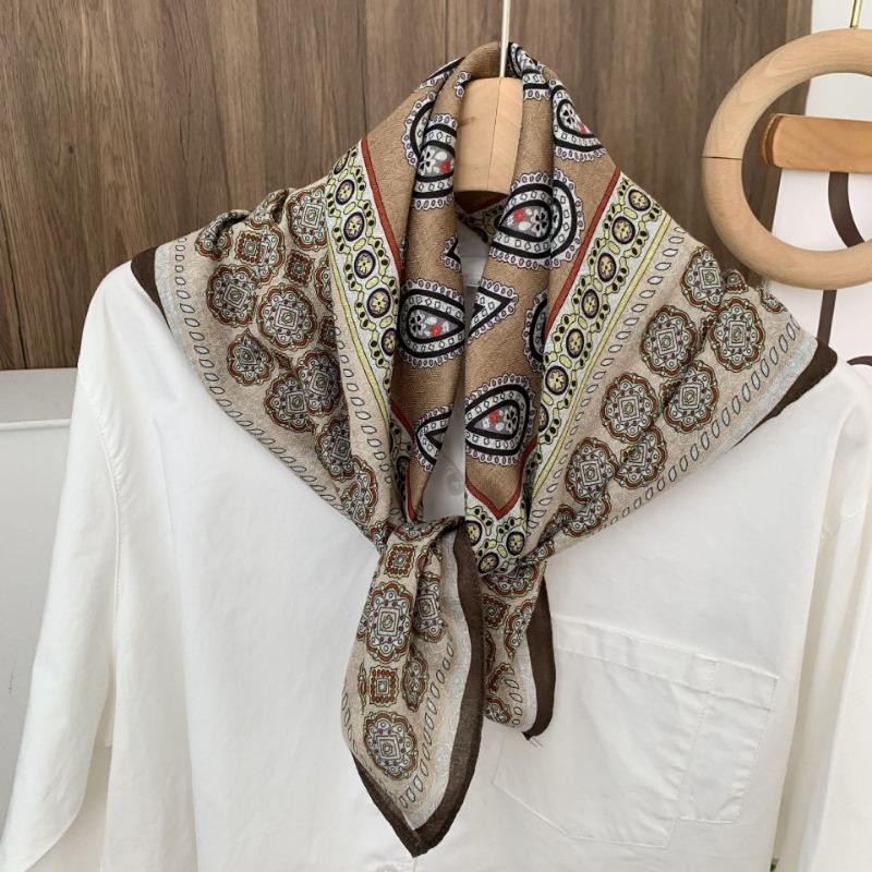 Square scarf new neck scarf scarf small shawl travel bag headscarf versatile cashew flower silk scarf