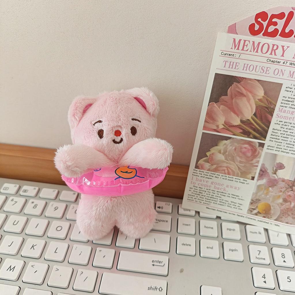 Cute Cute Swimming Circle Butter Bear Pendant Cartoon Plush Toy Bear Doll Bag Hanging Keychain Doll