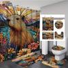 4pcs Capibala Printed Bathroom Set 180x180 Waterproof Shower Curtain With 12 Hook Type Floor Mats, Toilet Mats, U-Shaped Mats