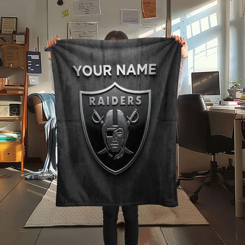 Custom Name,Las Vegas Raiders Printed Flannel Blanket, Soft Throw for Bedroom Sofa, Washable, Christmas Present, Great Gift.