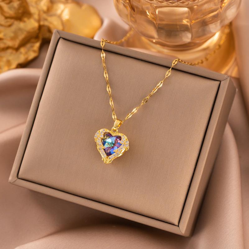 Exquisite Micro-Inlaid Full Diamond Real Gold Titanium Steel Necklace - Women's Luxury Clavicle Chain