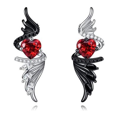 Charm Damen Kleine Rote Zirkonstein Herz Ohrstecker Vintage Silberfarbe Hochzeitsfeier Geschenk Für Frauen