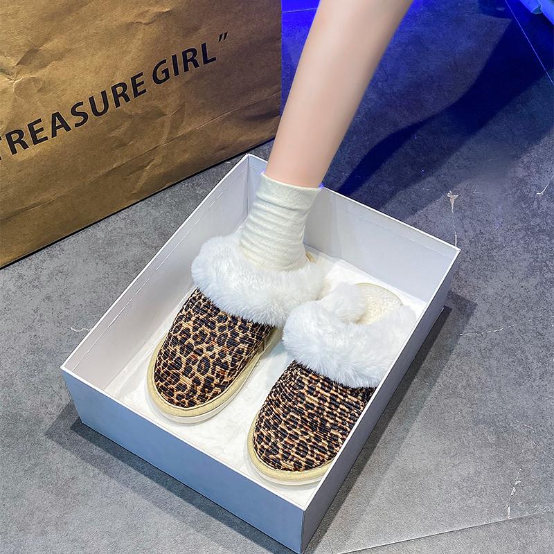 Zima Ženy Bavlna Pantofle Vodotěsné Teplé Plyšové Obuv Móda Halová Domácnost Obuv s tlustou podrážkou Protiskluzové Pevné pantofle