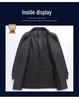 Men's Thickened Woolen Coat with Cotton Padding, Classic Striped Outerwear for Middle-Aged & Elderly, Dad's Style for Autumn/Winter.