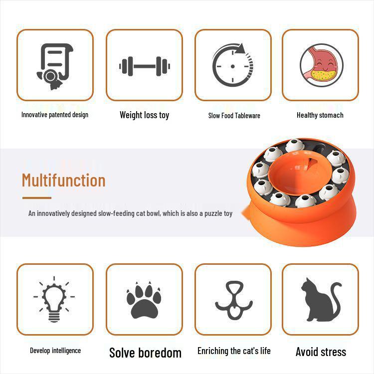 Interactive Slow-Feeding Cat Bowl Toy for Cats