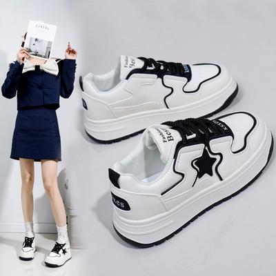 INS White Shoes for Students Korean Style Women's Fashionable  Spring New Platform Height Increasing Breathable Casual Shoes Street Shot A615