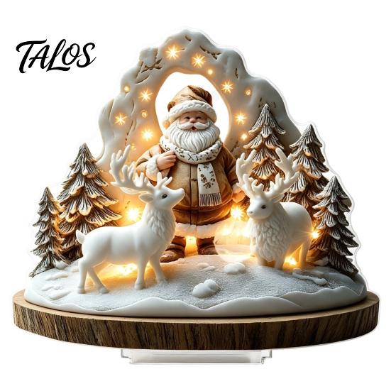 Winter Wonderland Table Decor Christmas Ornaments, Double-sided Acrylic Snowman/Santa Claus/Reindeer/Cottage Party Centerpieces Decorations