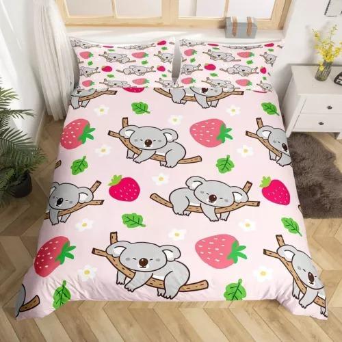 Carton Strawbery Soft Duvet Cover Set Bed Decoration First Choice Gift Suitable for Children Kids plus Adult Peoples Comfortable Breathable