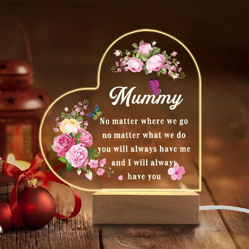

1PC Acrylic Luminous Ornament Photography Accessories, USB Base, Mom Gift, Heart Mother s Day Figurines Plastic чистый
