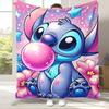 Cartoon S-Stitch Kawaii Flannel Blanket,Ultra Soft Warm Plush Throw for Home Bedroom Bed Sofa Cover Camping Picnic Gift Kids